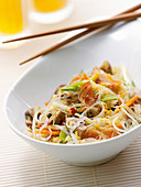 Wok vegetables with mushrooms, Chinese cabbage, and glass noodles