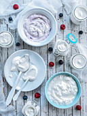 Homemade organic yogurt with berries