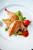 poussin (spring chicken) served on broad bean cream