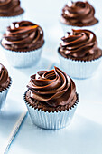 Chocolate cupcakes with ganache frosting