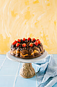 Marble bundt cake with raspberries