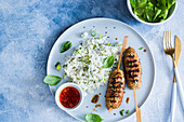 Thai chicken grilled skewers with chilli sauce