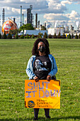 Environmental activist protesting, Michigan, USA
