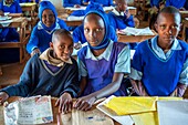 Schoolchildren learning, Kamba County, Kenya