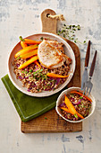 Pork cutlets with buckwheat and carrot