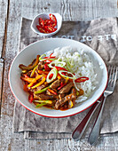 Spicy beef with rice