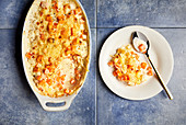 Root vegetable bake with cream and Gouda