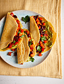 Chickpea tacos with sweet potatoes and kidney beans
