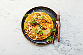 Asian sprout omelette with shiitake and mung bean sprouts