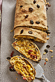 Sage and pumpkin strudel with dried tomatoes