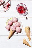 Strawberry ice cream and strawberry compote
