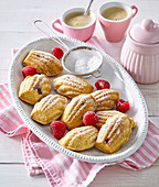Madelaines with raspberries