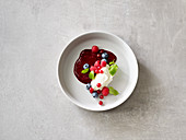 Yoghurt cream with colourful berries