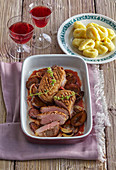 Baked duck breast with plums