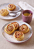 Apple roses with hot white chocolate