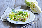 Savoy cabbage casserole with meat