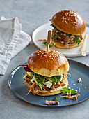 Burgers with pieces of roasted pork