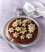 Chocolate cake with marchpane stars