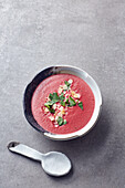 Vegan beetroot-coconut soup with ginger
