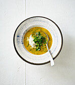 Creamy vegetable soup with sour cream
