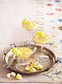 Yolk cream with meringues