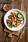 Grilled tuna with grilled zucchini and tomato salsa