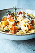 Fettuccine with pumpkin and harissa