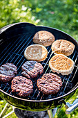 Beef Burgers Cooking Outside
