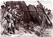 Howitt discovering bodies of Burke and Wills, illustration