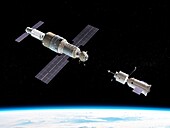 Shenzhou docking with Tiangong space station, illustration