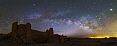 Milky Way arch over castle, Iran