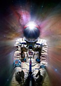 Astronaut in deep space, conceptual image