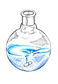Round bottom flask with stir bar, illustration