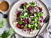 Beet salad with lamb's lettuce and feta cheese