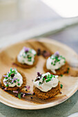 Canapes with soft cheese
