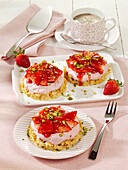 Crispy white chocolate bases topped with strawberry-and-mascarpone cream