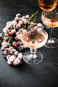 Rosé wine and frozen grapes