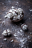 Small meringue sandwiches with chocolate
