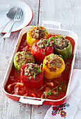 Baked belly peppers with mince meat