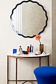 Mirror above console table in bathroom