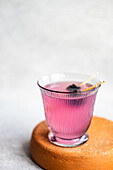 Blackberry and lemon summer cocktail served in the glass