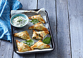 Pasties with salmon and spinach
