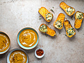 Creamy Vegetable Soup and Cheesy Stuffed Butternut