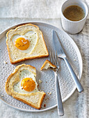 Toast with egg heart
