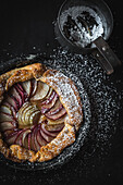 Apple galette with icing sugar