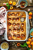 Marble apricot cake with almonds