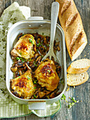 Baked chicken thighs with mushrooms