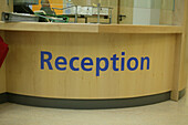 Reception desk at a hospital