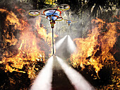 Firefighting drones, illustration