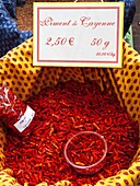 Cayenne pepper (Capiscum annuum), street market, France